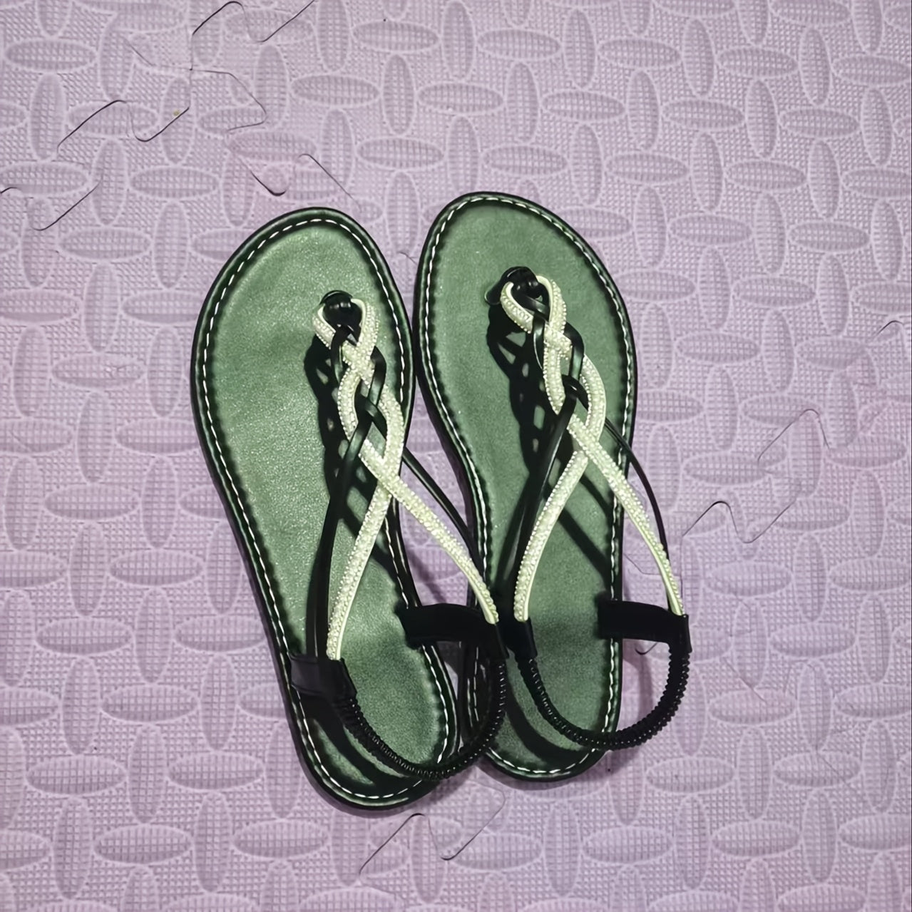 Women’s Bohemian Flat Sandals with Crisscross Straps Sparkling Accents