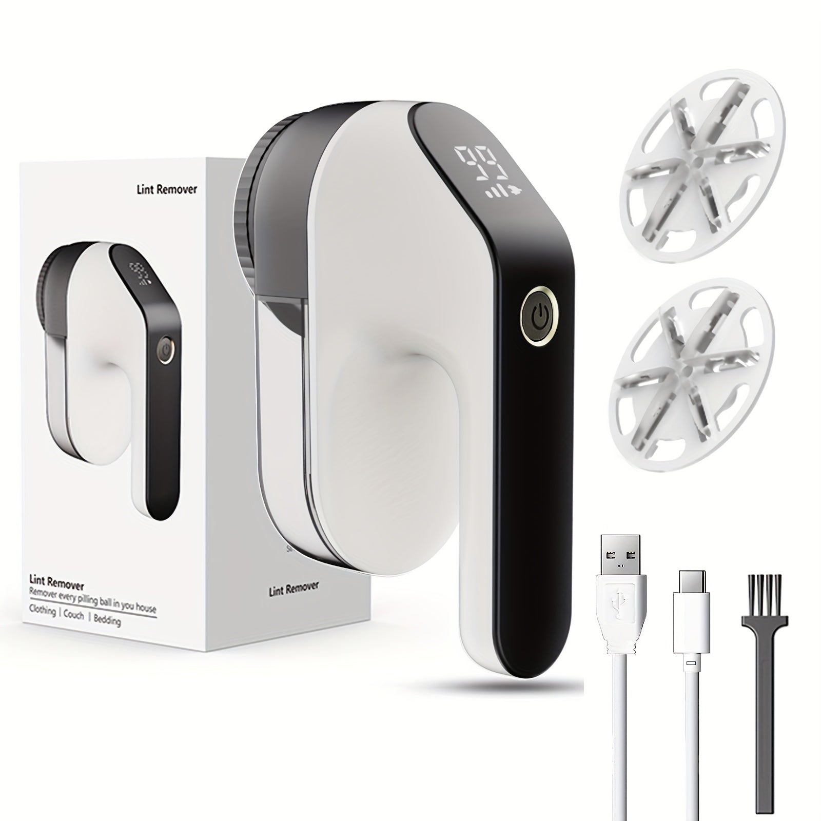 Rechargeable Electric Fabric Shaver with 3 Speeds and LED Display for Clothes and Upholstery