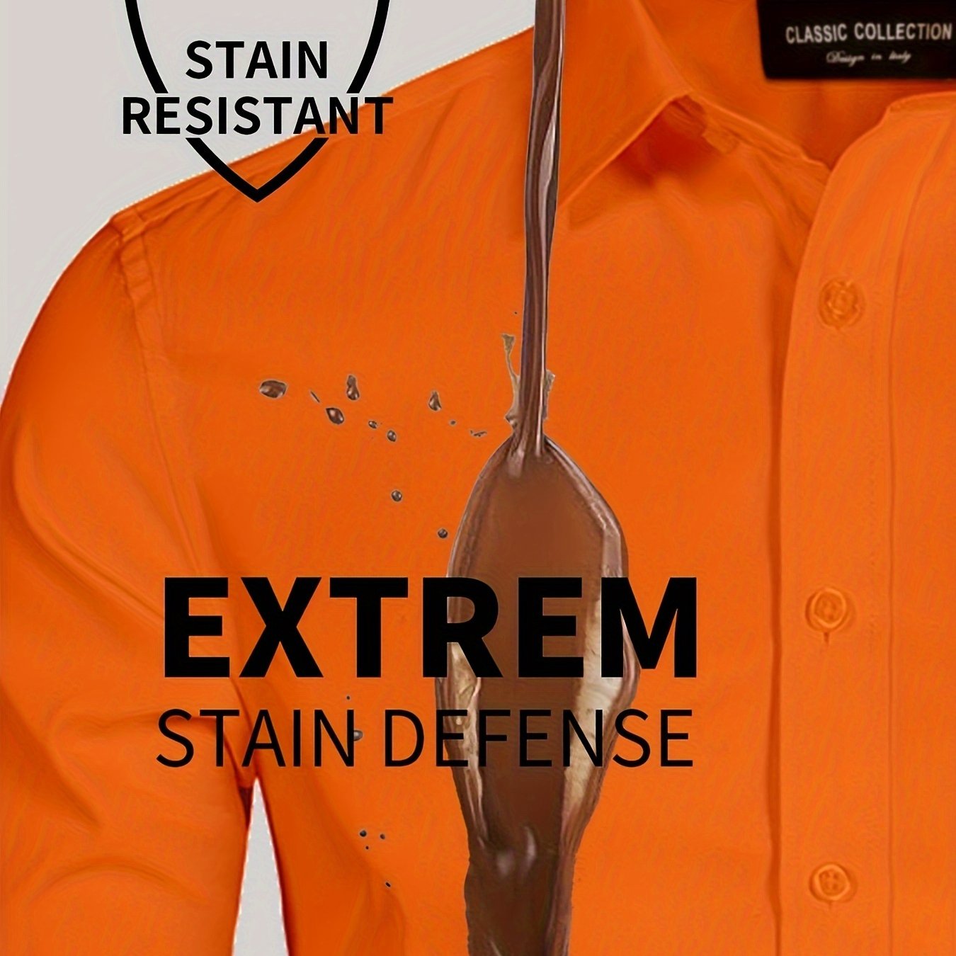 Men's All-Season Cotton-Polyester-Spandex Work Shirt Long Sleeve Lapel Button Regular Fit