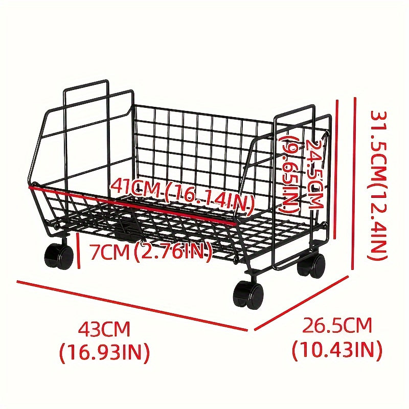 Keng joylashgan stul ostidagi saqlash savati, ruksaklar va boshqa narsalar uchun g'ildiraklar bilan. Zamonaviy uslubdagi silliq metall tashkilotchisi, elektr energiyasi talab qilinmaydi.