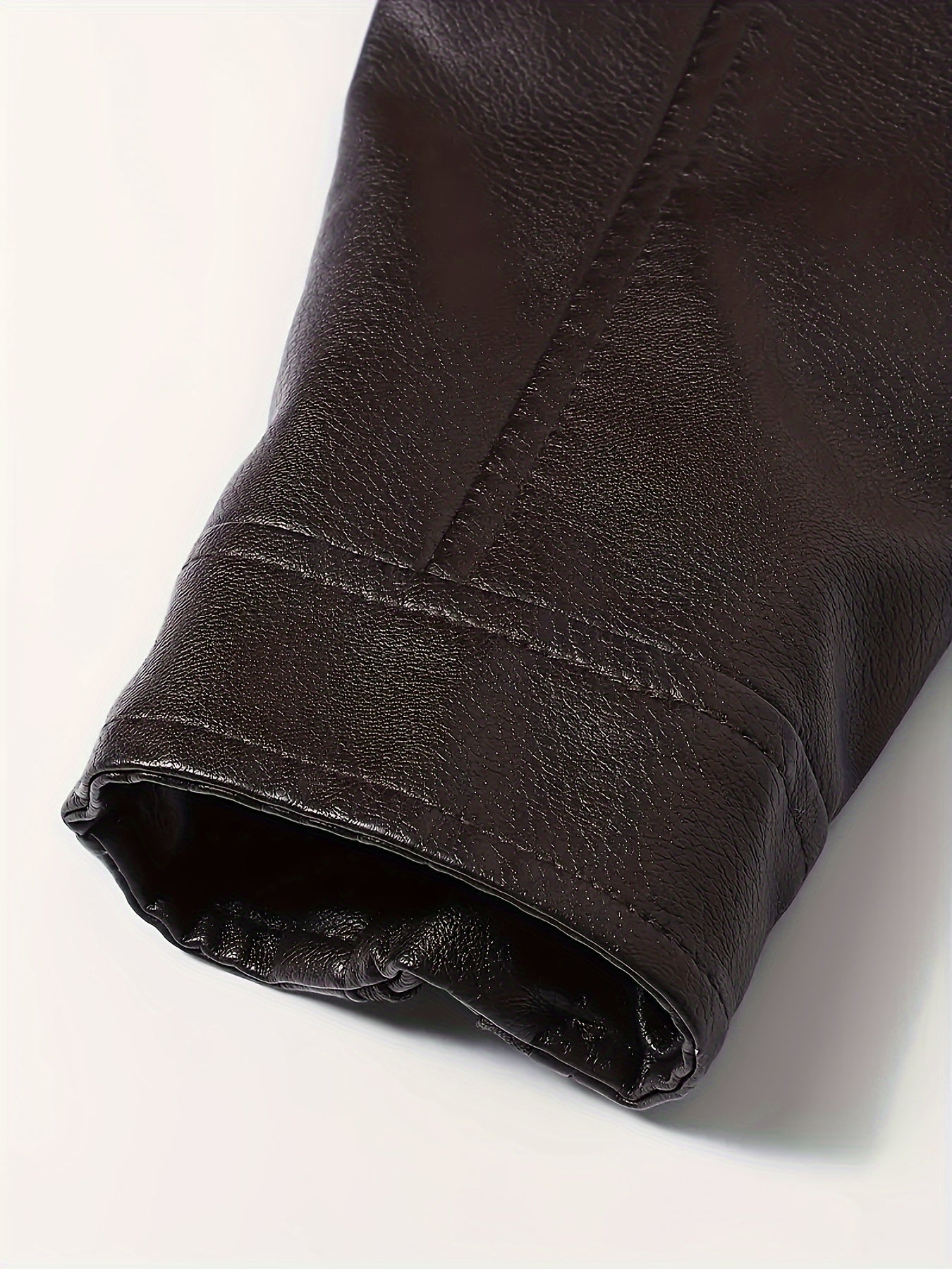 Men's PU Motorcycle Coat for Spring and Autumn with Zipper Stand Collar and Pockets