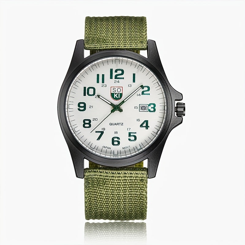 Reloj deportivo de cuarzo con correa de nylon para hombre con pantalla de fecha