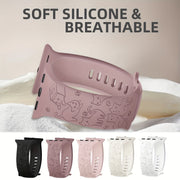 Engraved Silicone Watch Band with Kitten Pattern for iWatch Compatible with Multiple Sizes