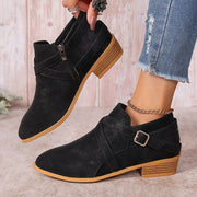 Women's Faux Fur-Lined Ankle Boots with Wrap Strap for Outdoor Wear