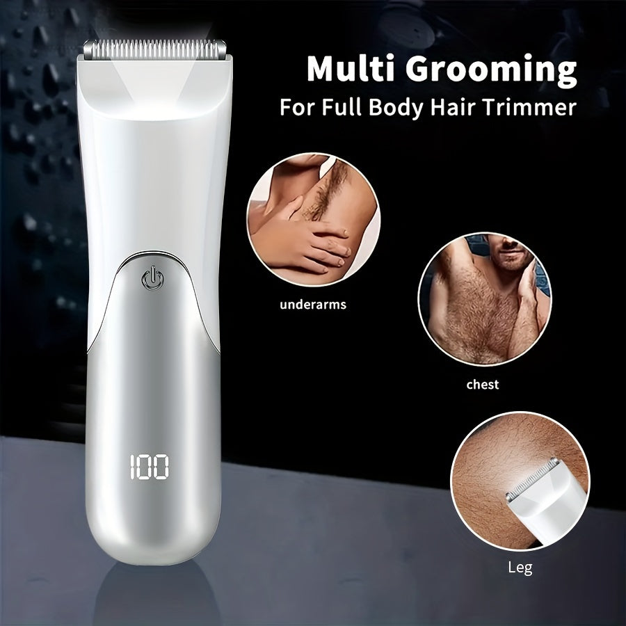 Men's Abdominal Body Hair Trimmer Electric Waterproof Razor with Guards