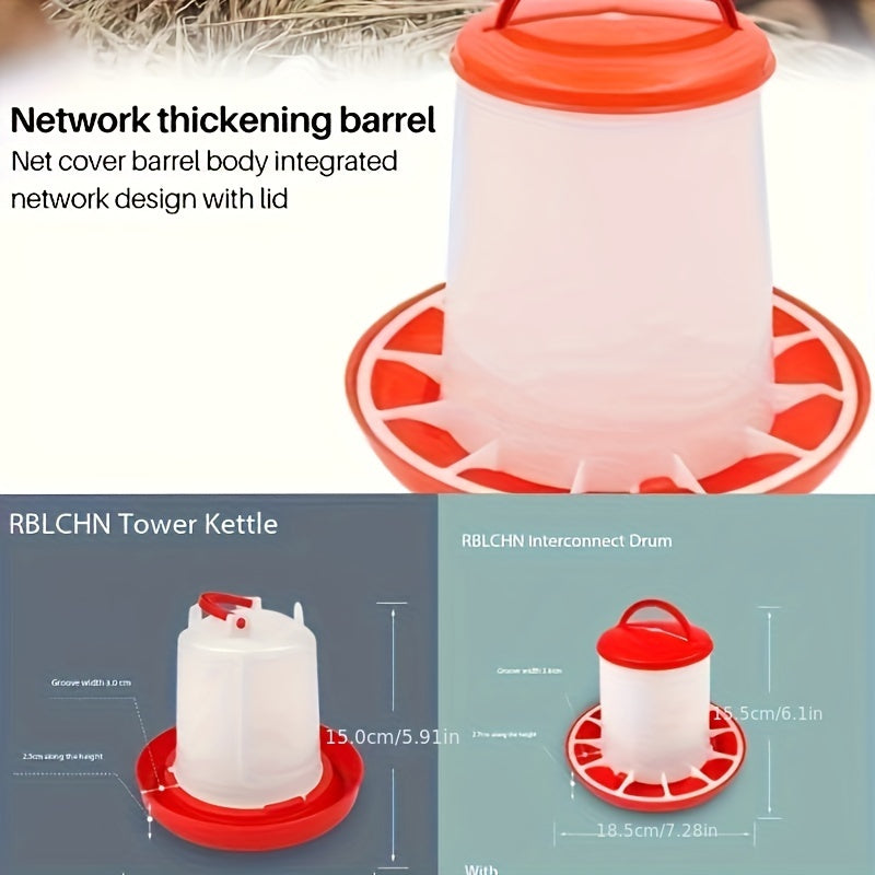 Bepul batareyasiz avtomatik tovuq ovqatlantiruvchi va suv beruvchi to'plami - qizil yoki to'q sariq asos, tasodifiy rangda jo'natiladi.