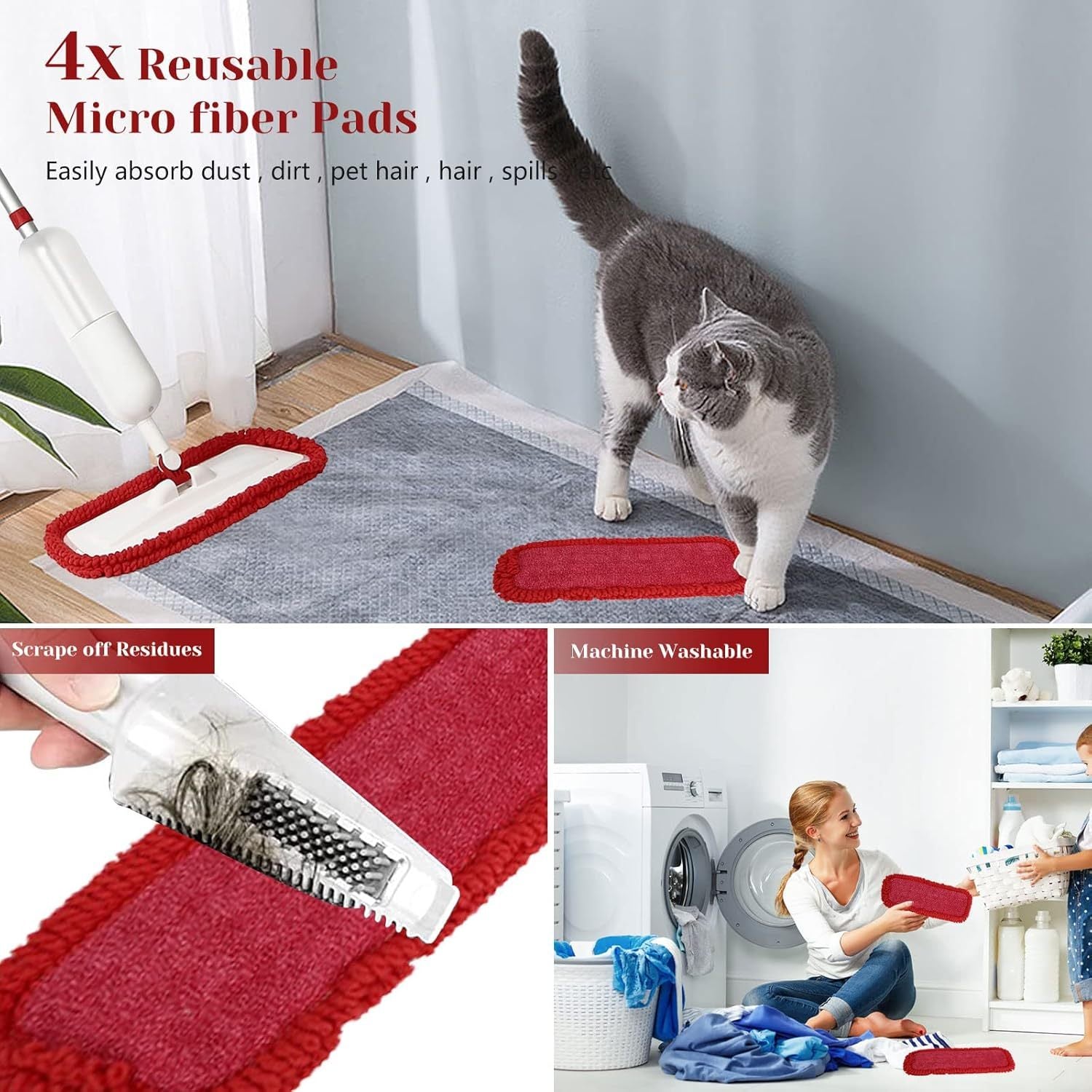 Aluminum Spray Mop Set with Washable Microfiber Pad for Tile and Hardwood Floors