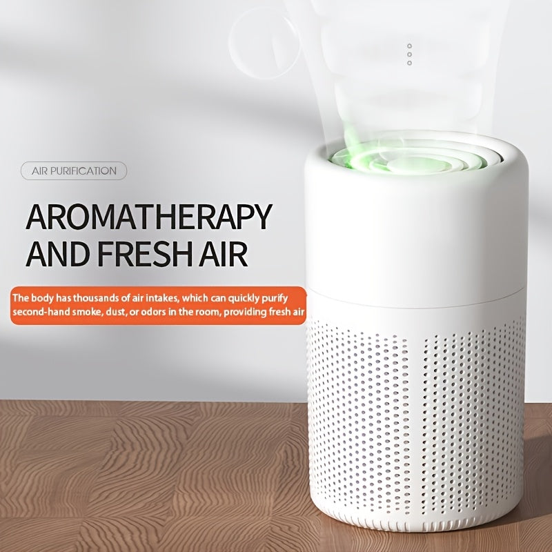 Portable White USB Air Purifier for Home Office Room Dander Odor