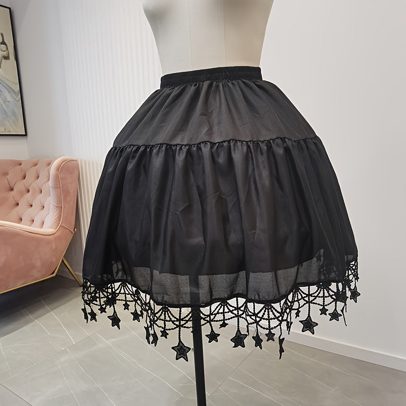 Women's Lace Edge Short Petticoat Under Skirt with Elastic Waist