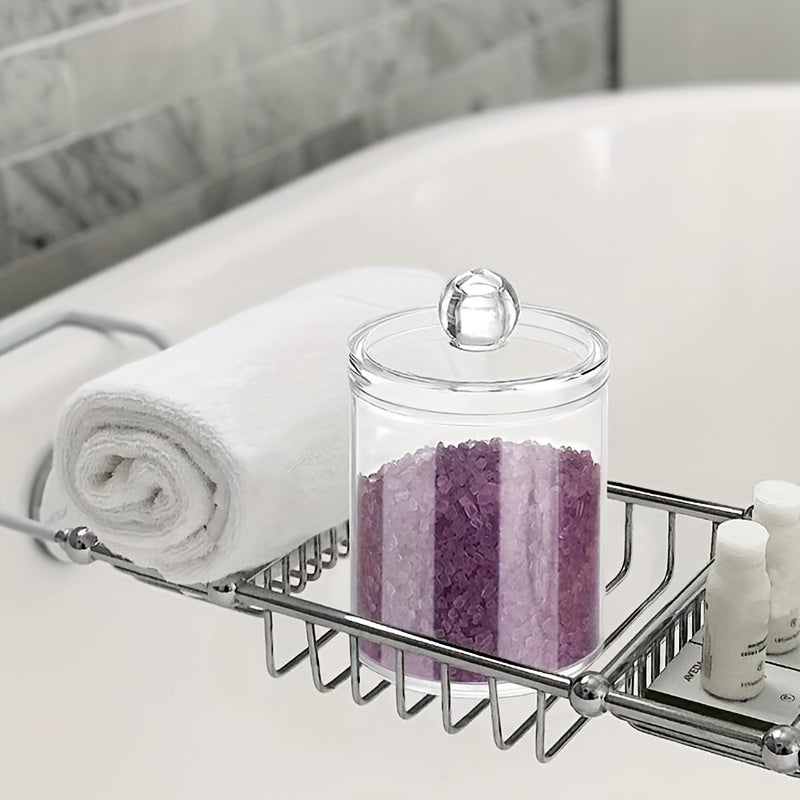 Clear Plastic Canisters with Lids for Q-tips and Swabs Storage Bathroom Makeup