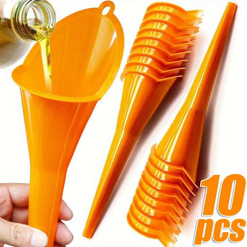 Universal Plastic Oil Funnel for Gasoline and Motorcycles, Anti-splash, Long Stem