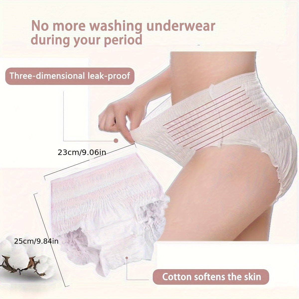 20 Count Unscented Women's Menstrual Underwear Leak-Proof Breathable Night Pads