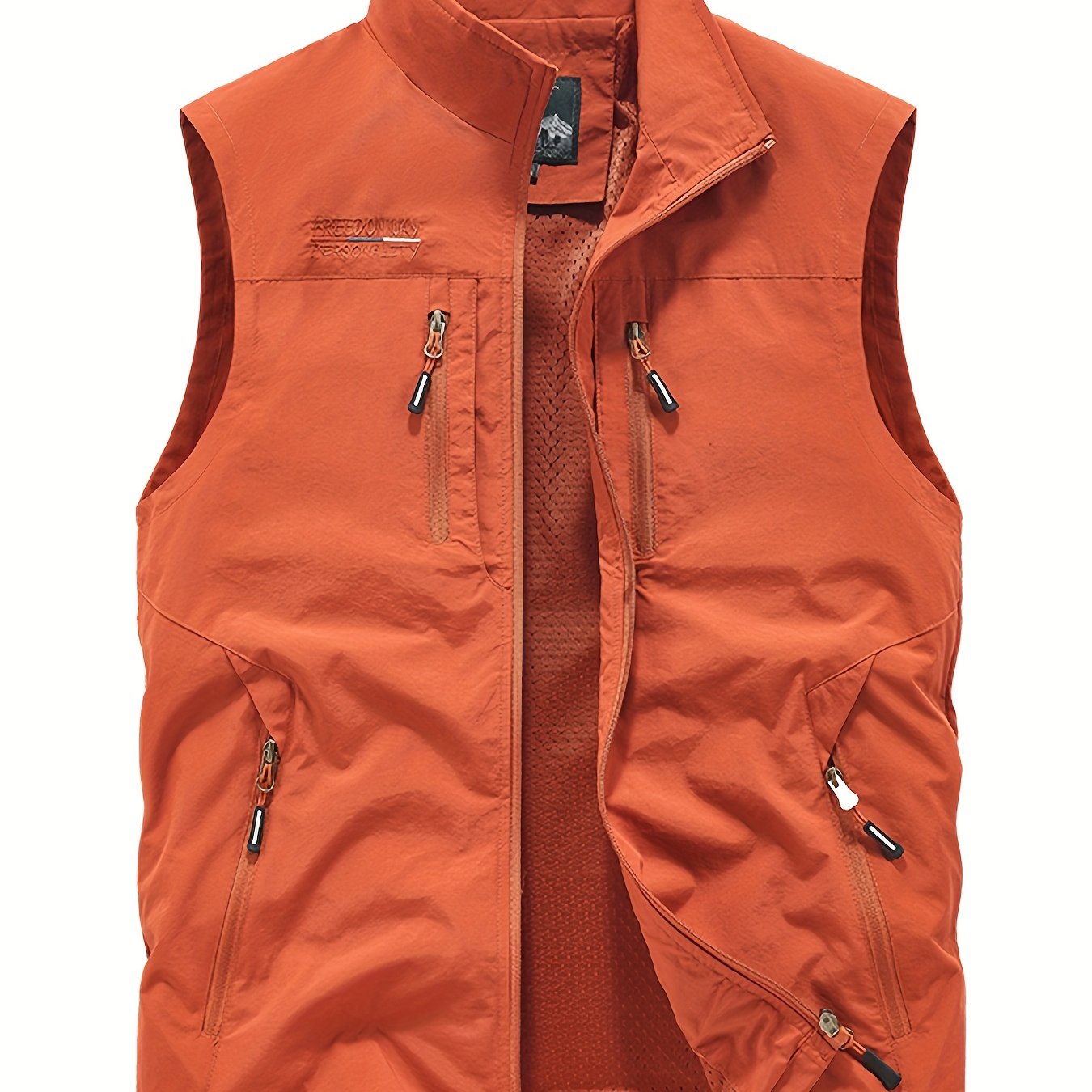 Men's Nylon Fishing Vest Sleeveless Stand Collar Multi-Pocket Casual Outdoor Spring Fall