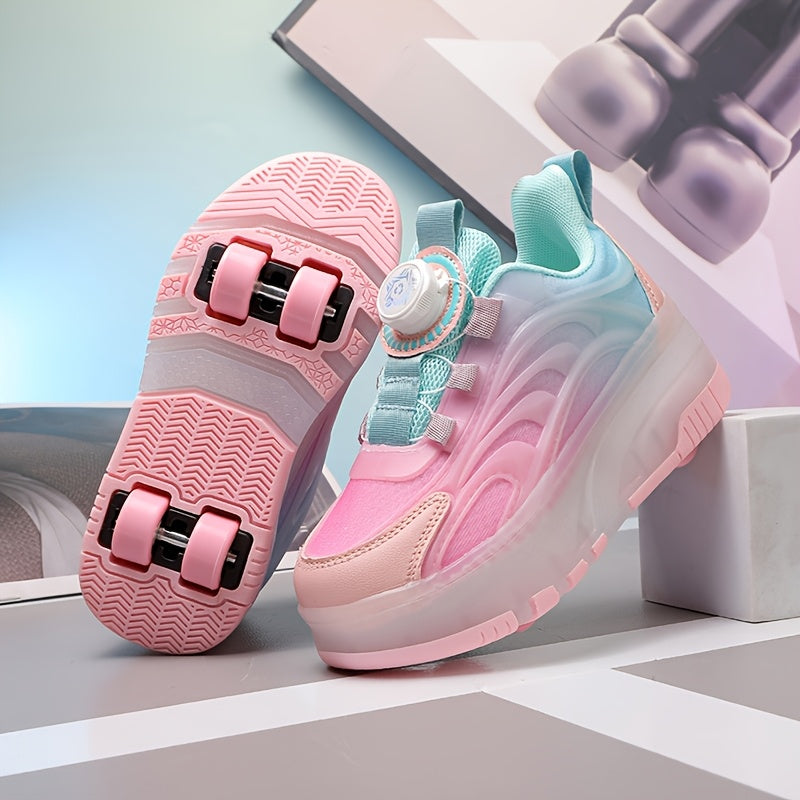 Розовые и синие роликовые коньки для детей, дышащие, легкие, прочные, всесезонные, для уличных видов спорта