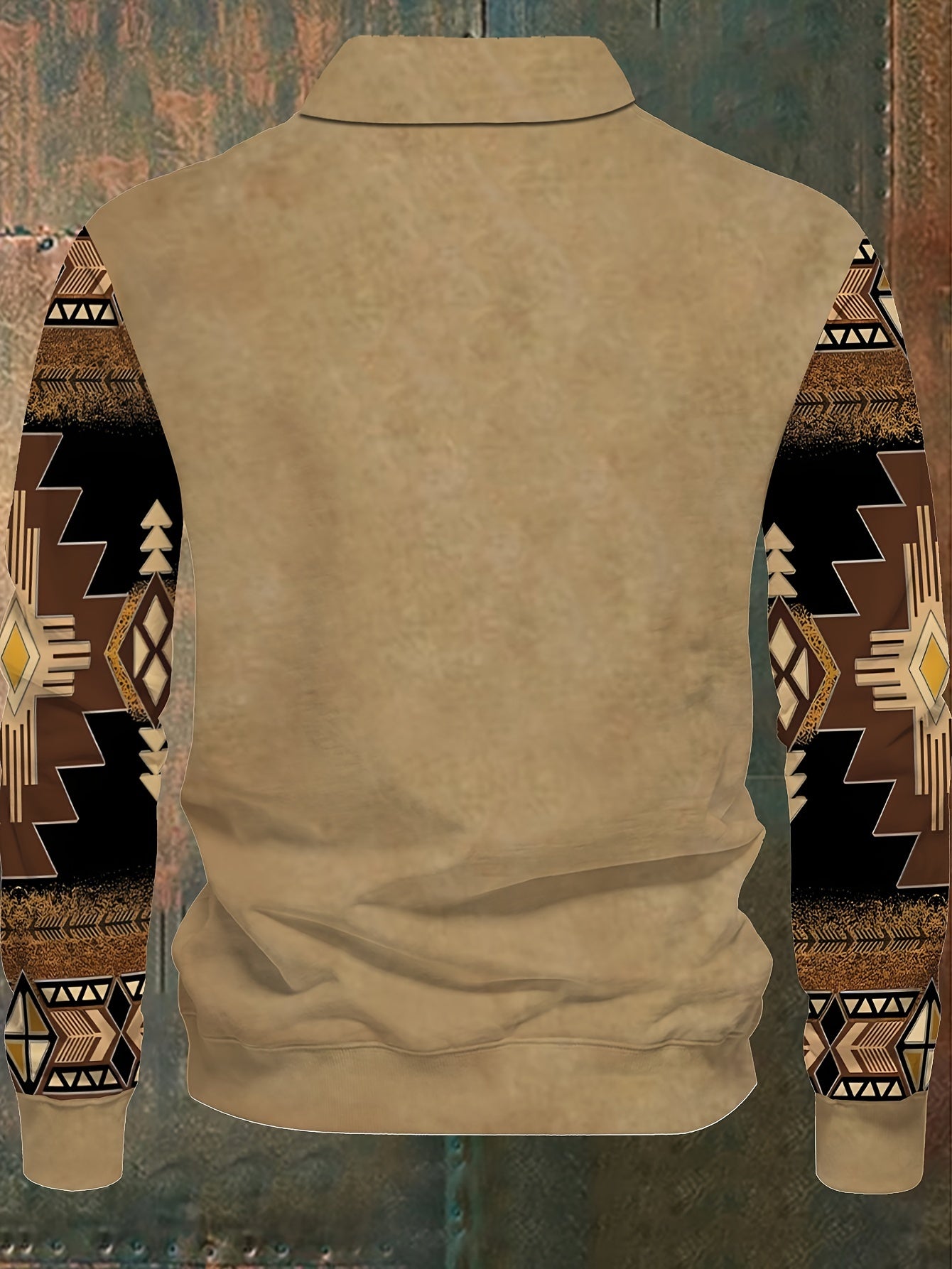 Plus Size Men's Long Sleeve Polyester Shirt with Stand Collar for Parties and Sports