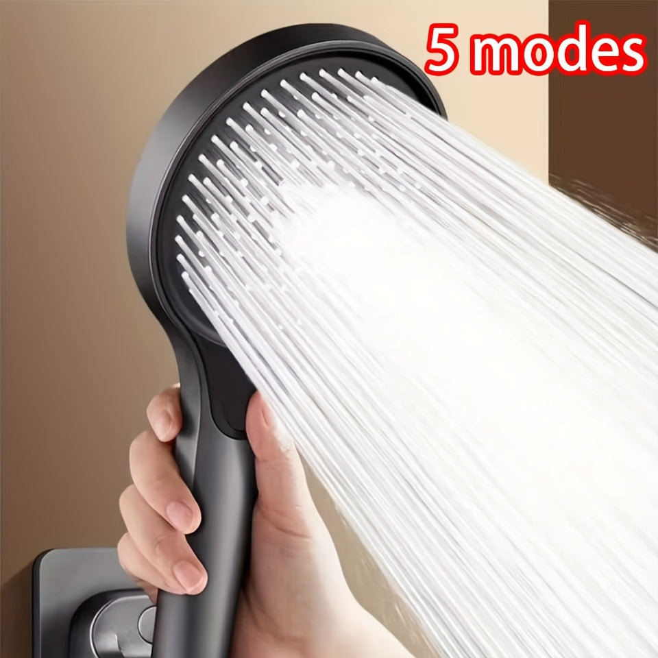 Handheld Shower Head with 5 Modes, Light Beige, Water Saving, Easy Install