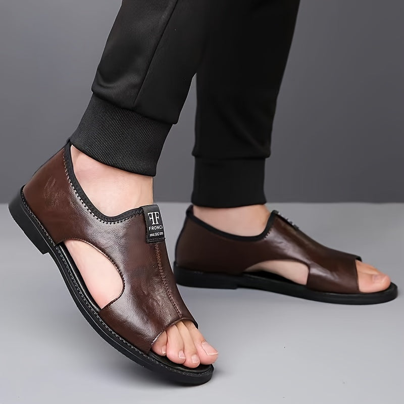 Men's Black Slip-On Sandals Rubber Sole Casual Summer Outdoor