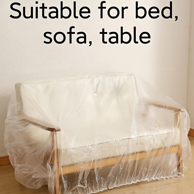 Водонепроницаемые прозрачные пластиковые чехлы различных размеров (3,1 м, 4,7 м, 3,89 м) для защиты мебели и бытовой техники дома или на улице.