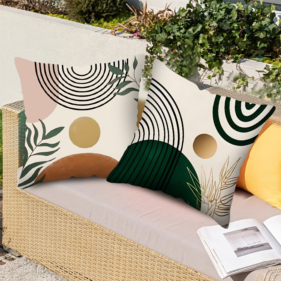 Geometric Pillow Cover Polyester 45cm Abstract Sunset Green Decorative Cushion Cover