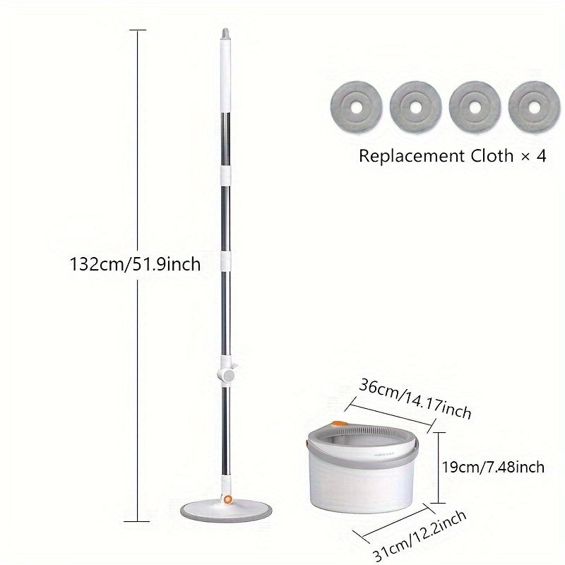 EasyClean qo'l bilan aylantiriladigan mopu va chelak to'plami - yashash xonasi, yotoqxona, hammom, hojatxona, oshxona uchun mos - elektr energiyasi talab qilinmaydi, plastikdan tayyorlangan