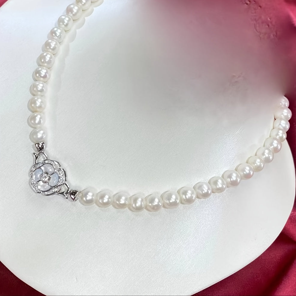 Zarif Shirin Su Pearl Marjon - 925 Sterling Kumushdan tayyorlangan, Partiyalar va Festival uchun ajoyib, Mukammal Sevgi Kuni sovg'asi