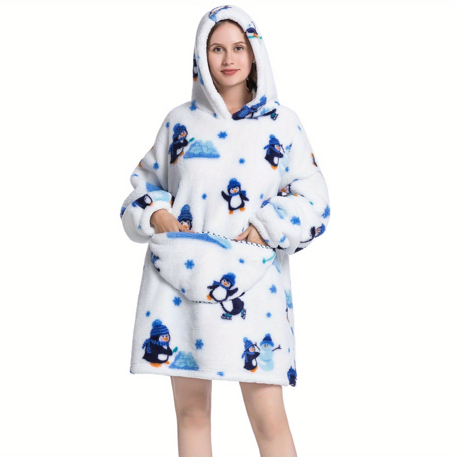 Oversized Sherpa Fleece Blanket Hoodie for Women Men Adults Ultra Soft Warm Wearable Sweatshirt Blanket