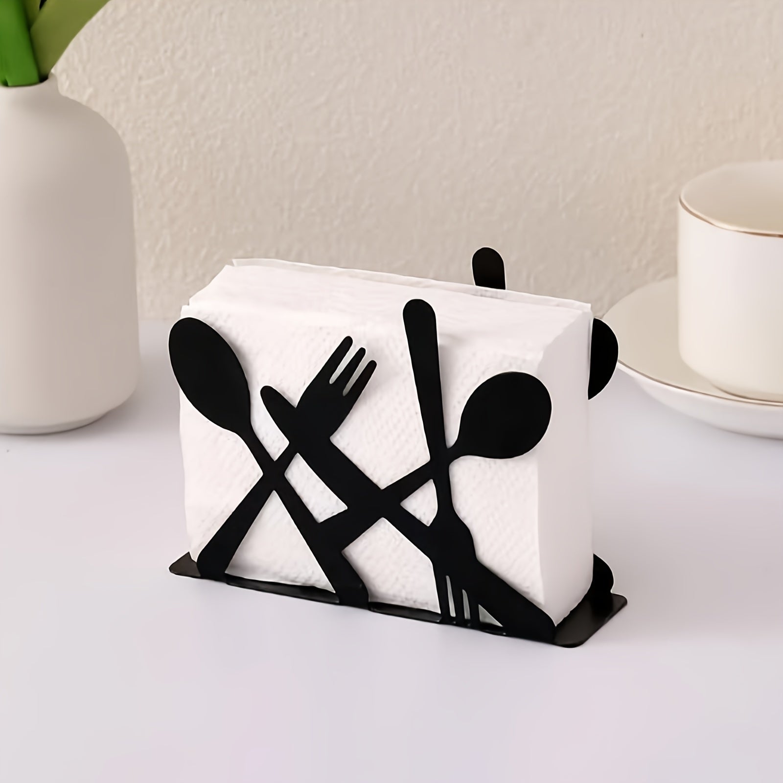 Black Cast Iron Napkin Dispenser for Home and Restaurant Table Decor