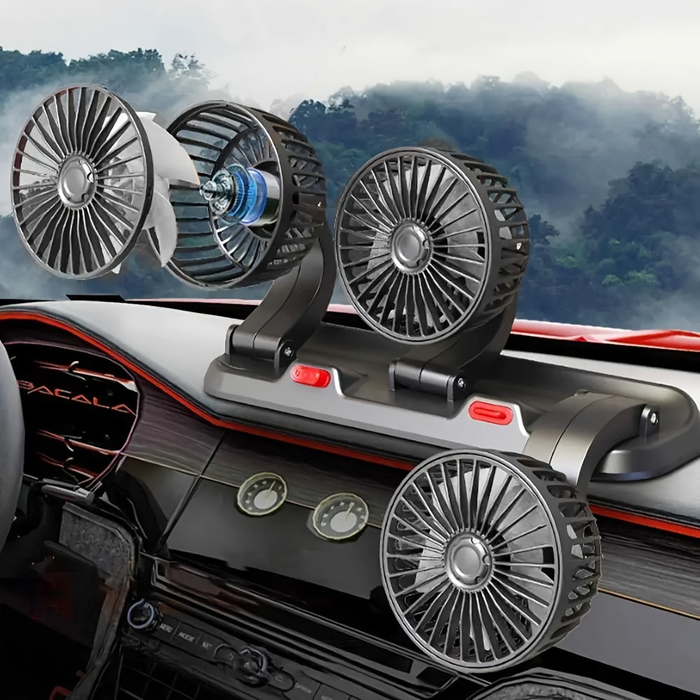 USB 5V Car Fan with Adjustable Three Heads Compact Easy to Install