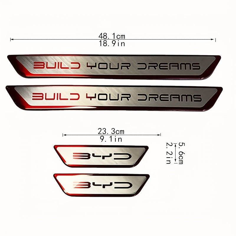 Car Exterior Door Sill Stainless Steel Welcome Pedal Anti-Scratch Carbon Fiber 4pcs