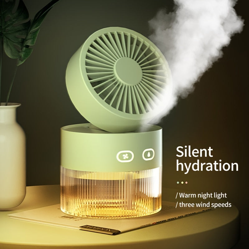 Ventilador portátil recargable por USB con 3 velocidades para viajes, camping y oficina