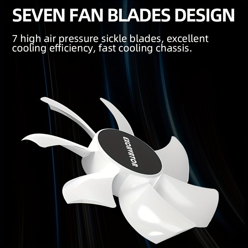 12cm Silent LED Computer Case Fan with Turbo Blades Multi-Color Lighting Black White