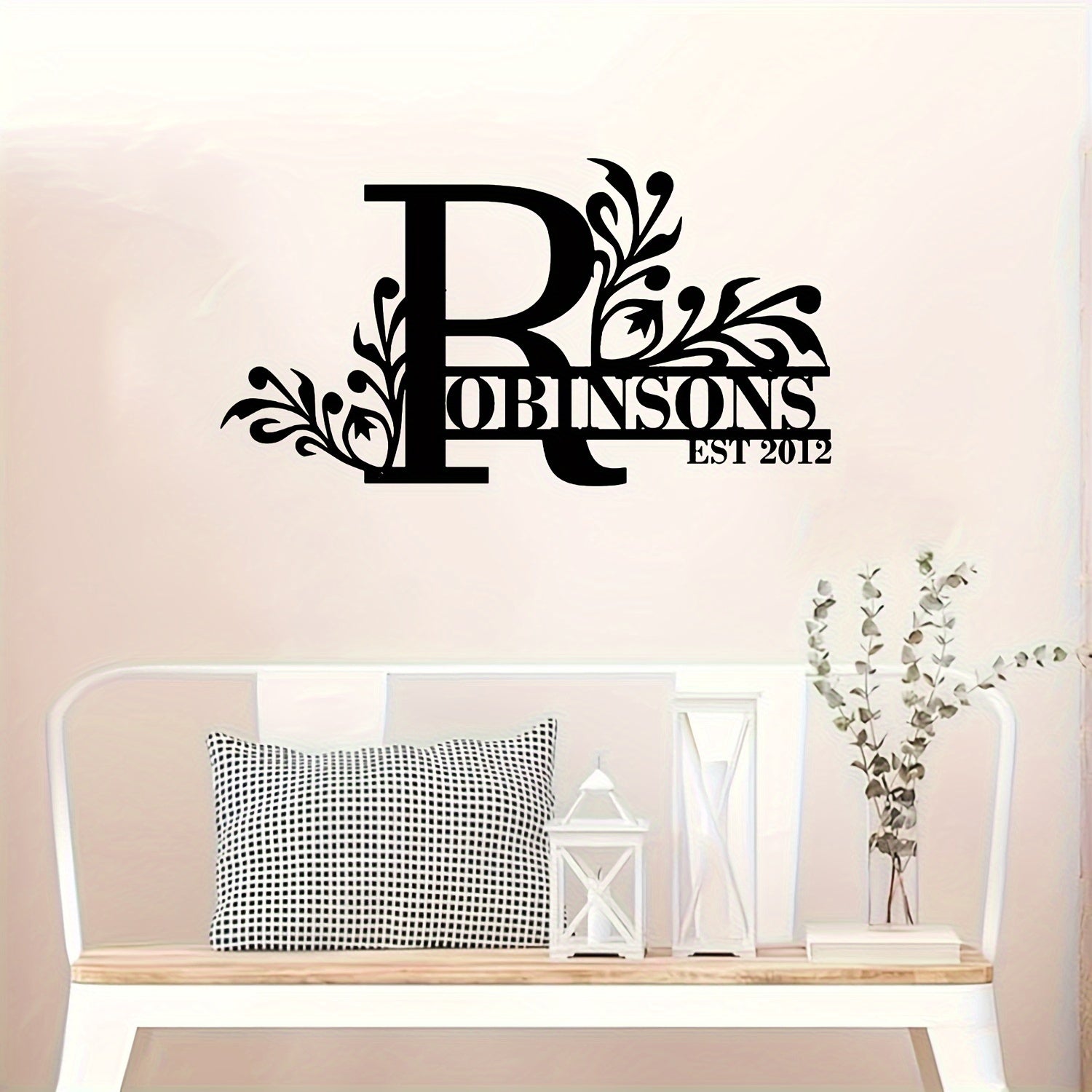 Personalized Metal Family Name Sign Custom Last Name and Date Outdoor Door Hanger