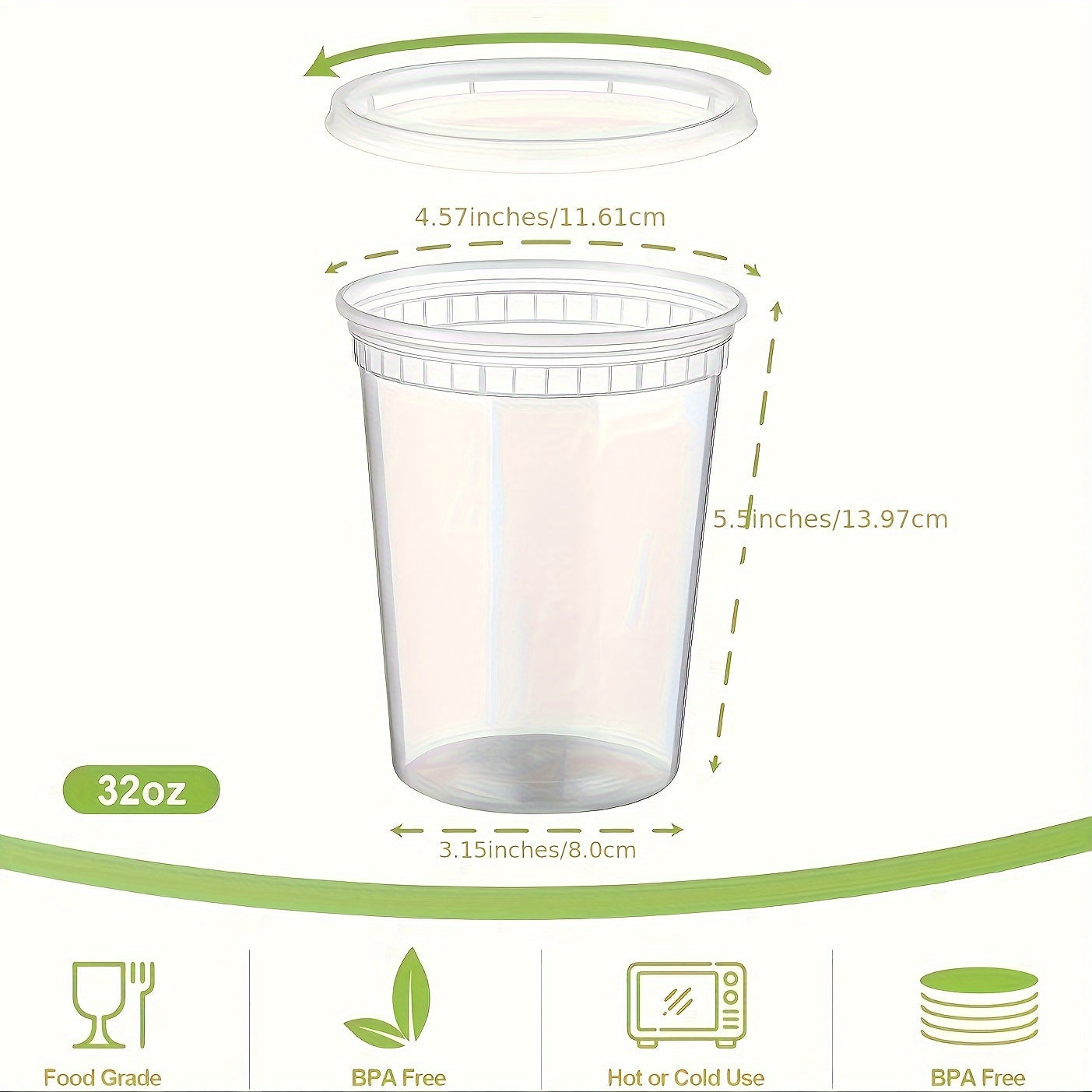 Qopqoqli yopilishi bilan havo o'tkazmaydigan oziq-ovqat saqlash konteynerlari, BPAsiz, mikroto'lqinli pechga mos