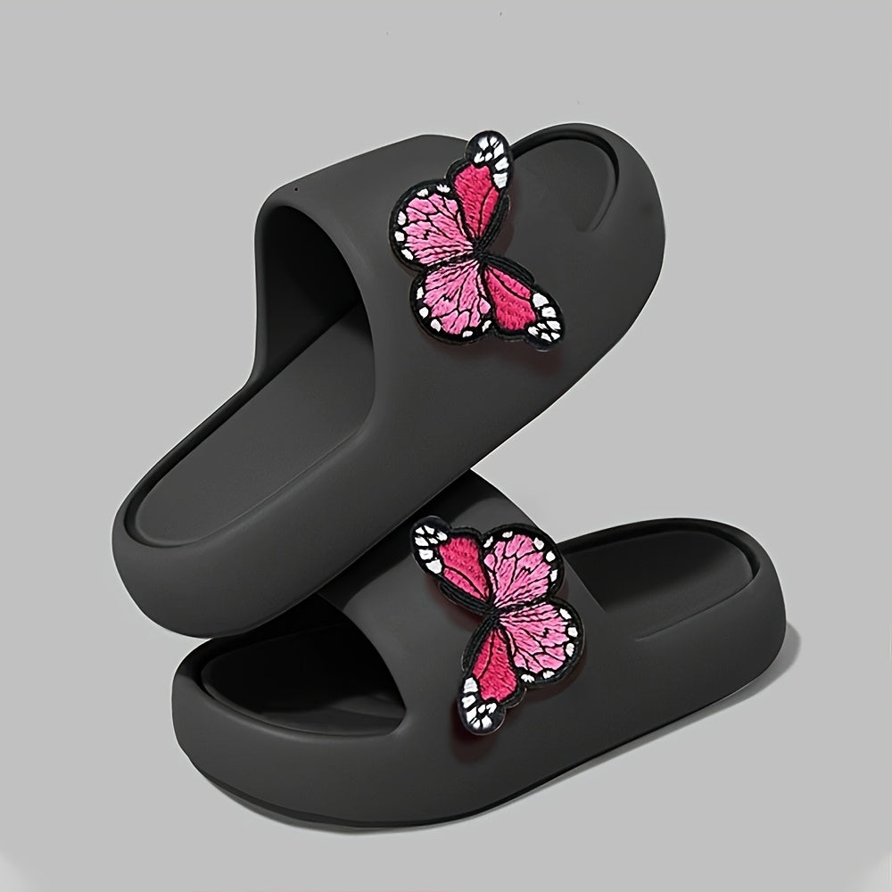 Women's Pink Butterfly Slippers Lightweight EVA Non-Slip Indoor Beach