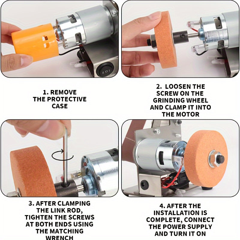 Mini Electric Belt Sander and Knife Sharpener 7-Speed Stainless Steel Body