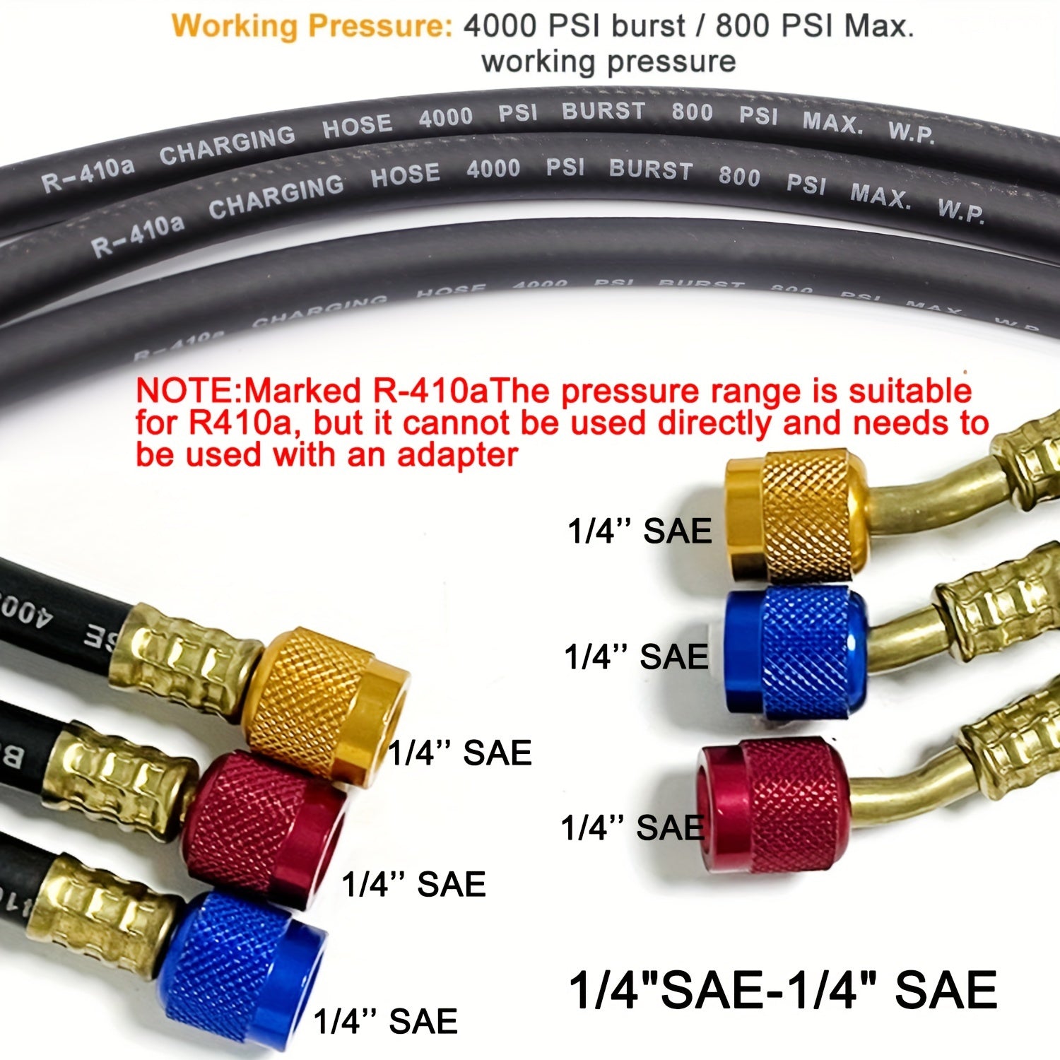 High Pressure Refrigerant Charging Hose Set for Car Air Conditioning with Adapter