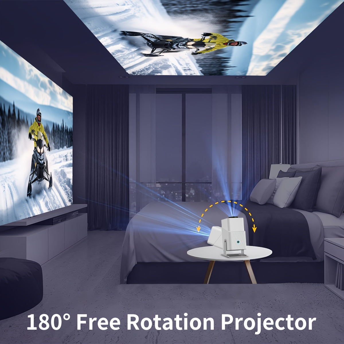 Портативный 4K видеопроектор с вращением 180°, Wi-Fi 5G, для дома и офиса