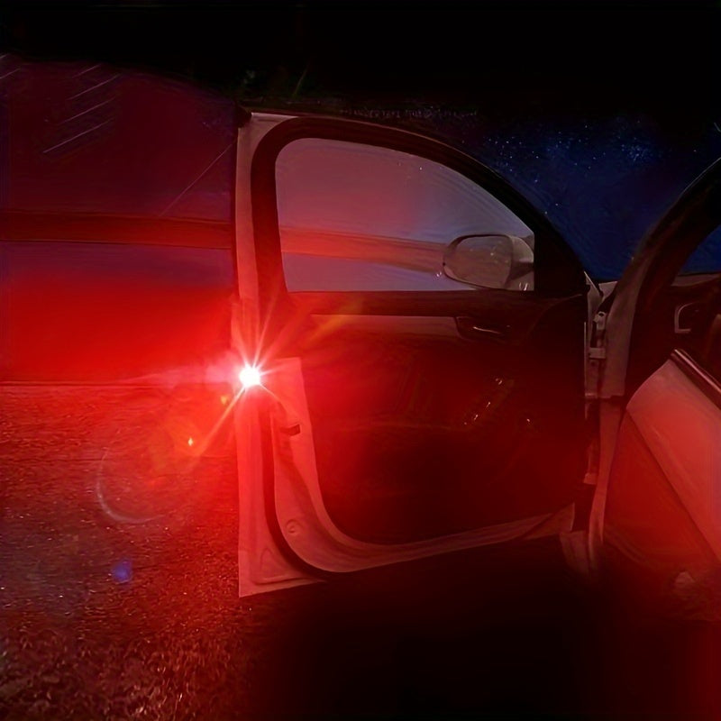 Red LED Car Door Warning Lights 4 Pack Circular Patterned Surface Durable Plastic