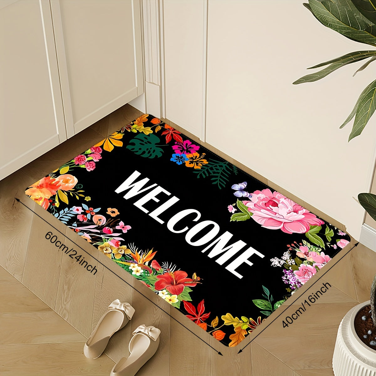 Цветочный коврик для прихожей - современный, низкопрофильный, забавный коврик, нескользящий коврик для использования в помещении и на улице - идеально подходит для кухни фермерского дома, патио, входа в ванную комнату