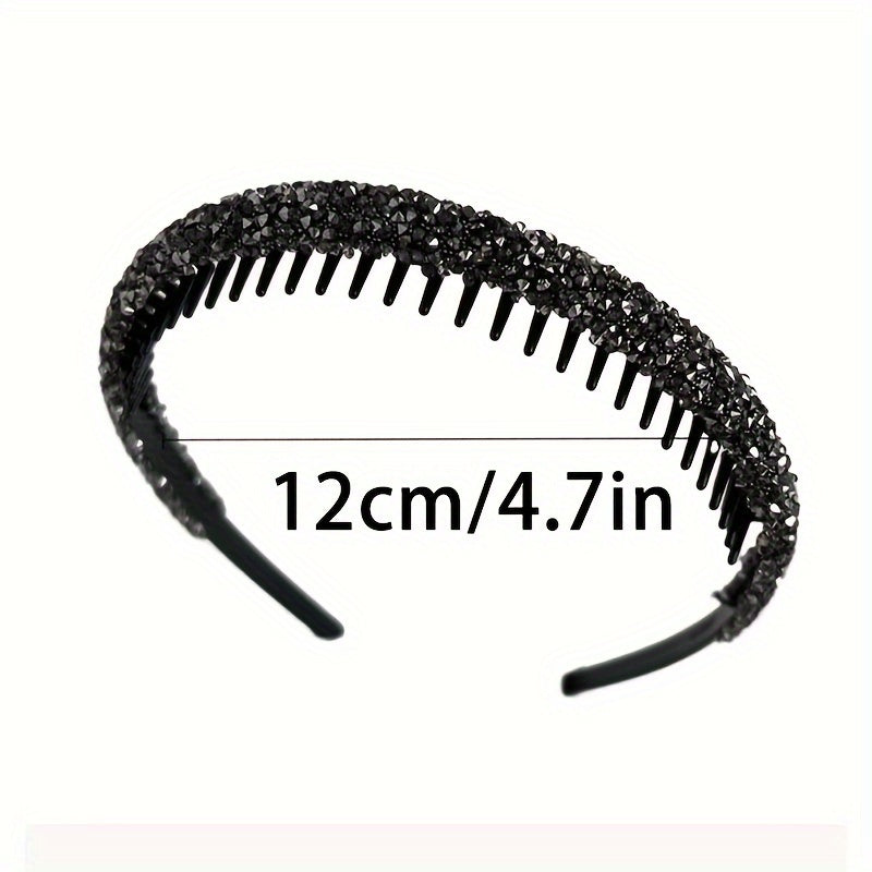Set of 3 Rhinestone Hair Clips with Anti-Slip Headband for Styling