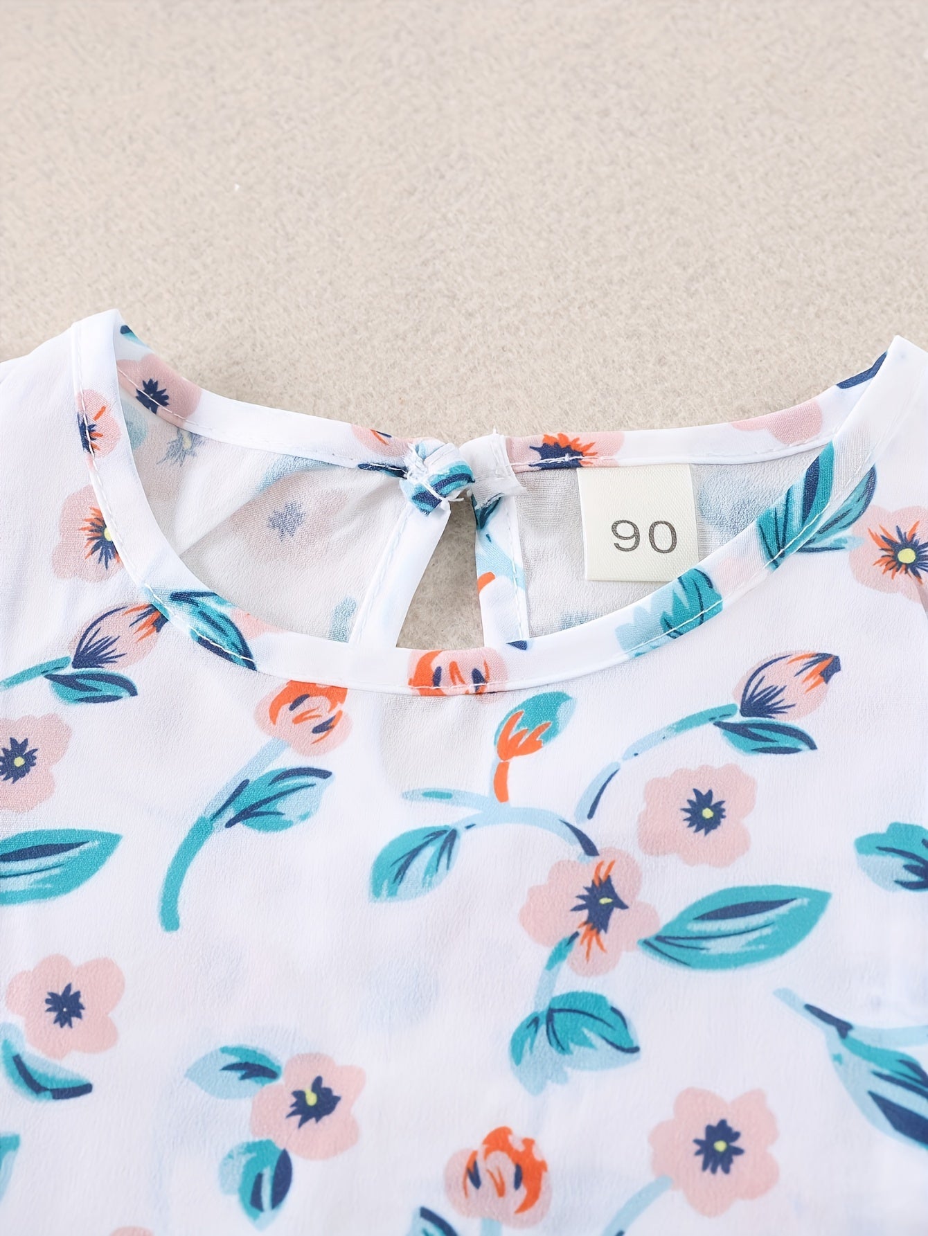 Girls Summer Floral Chiffon Top and Shorts Set with Belt