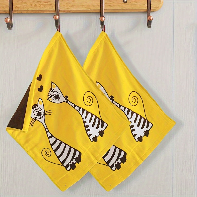 Zamonaviy juftlik mushuk gazli kvadrat sochiqlar 3 ta to'plamda, 100% paxta, yumshoq va singdiruvchi, oshxona va hammom uchun juda yaxshi, 5gsm - Ajoyib Rojdestvo sovg'asi.