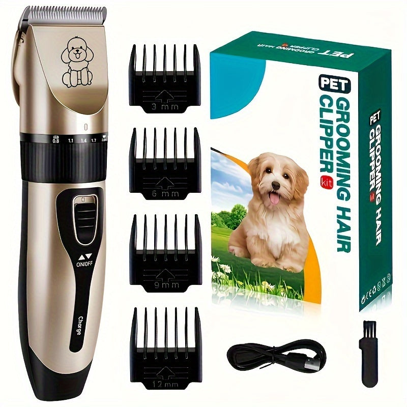 Electric Pet Grooming Clippers USB Rechargeable with Ceramic Blades for Cats and Dogs