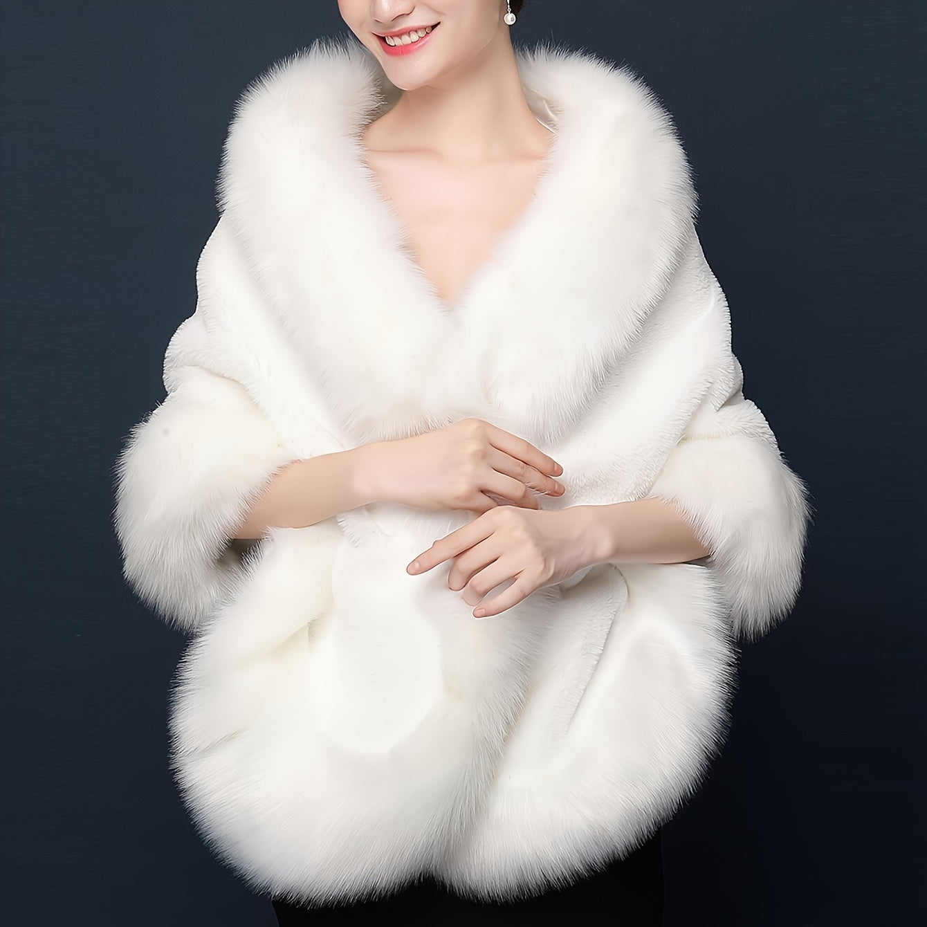 Women's Faux Fur Shawl Baroque Style Winter Wedding Wrap Windproof Warm Accessory