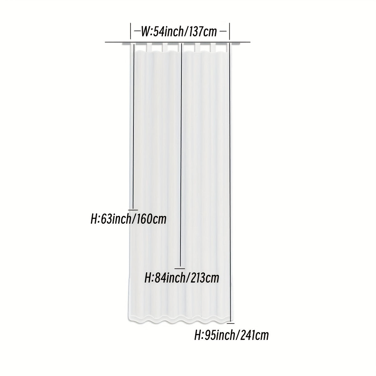 Set of 2 White Sheer Curtains with Tab Tops for Bedroom Living Room Dining Room