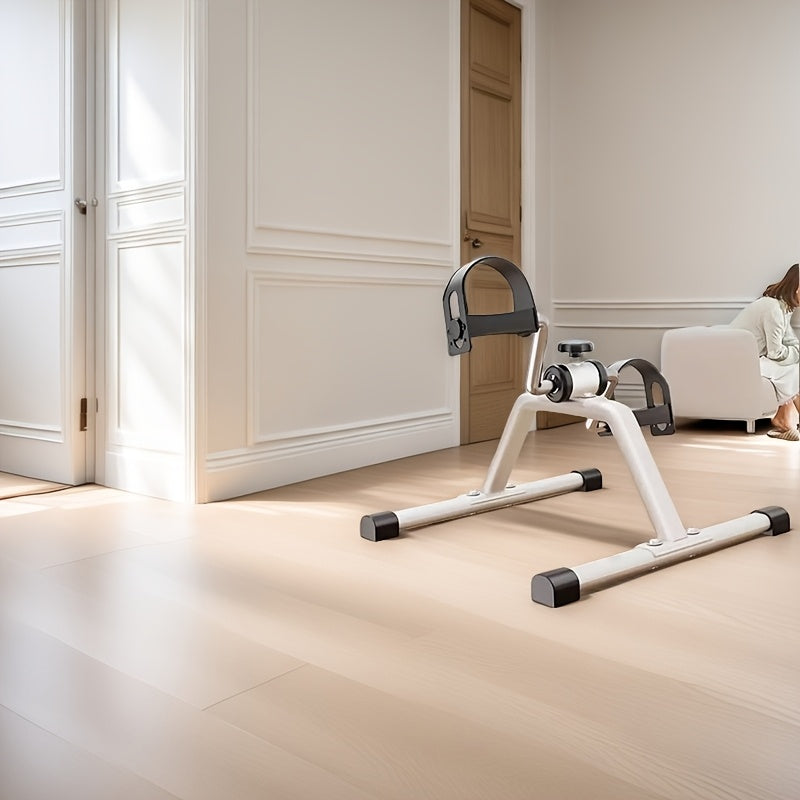 White Iron Pedal Exercise Bike with Aluminum Stepper for Home Rehabilitation Indoor Fitness