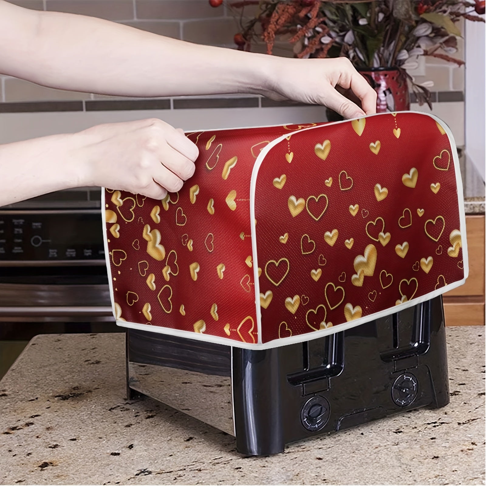 Polyester Toaster Cover for 2-Slice Protects Against Dust and Fingerprints Festive Holiday Print Easy to Clean Fits Most Toasters Eco-Friendly Kitchen Decor