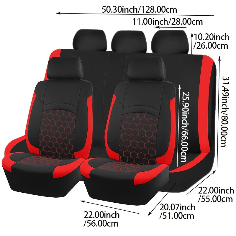 Universal Car Seat Covers Black Red Woven Polyester Durable Pack of 2
