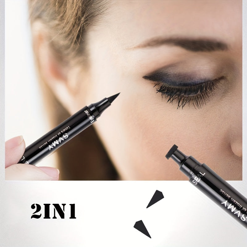 Liquid Eyeliner Pen Women Waterproof Long-Lasting Dual-Tip Black