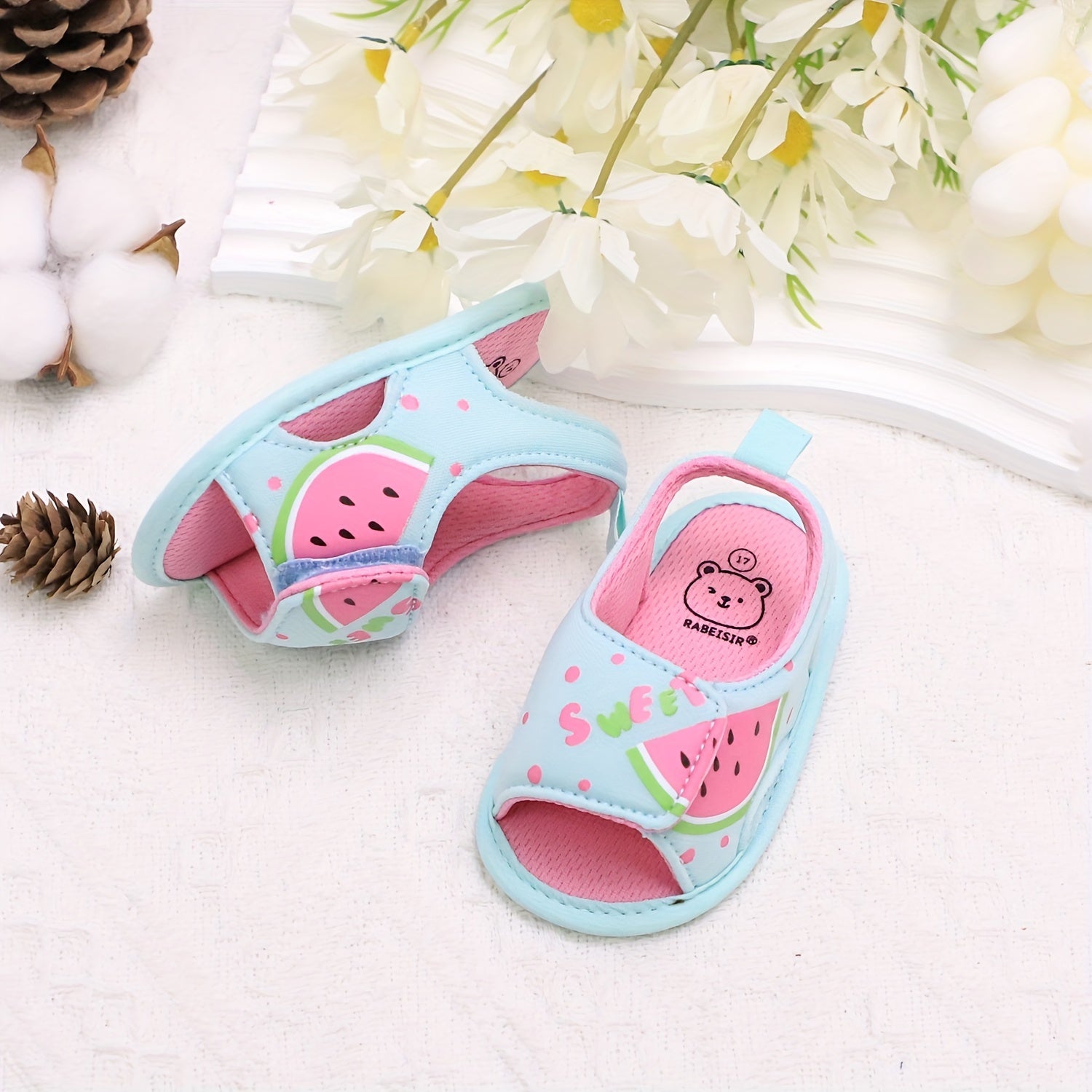 Toddler Baby Girl Mermaid Watermelon Canvas Sandals Open Toe Non-Slip Shoes for Spring Summer Vacation